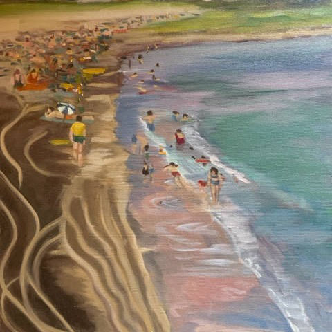 View of first beach from the cliff walk 18 x 24